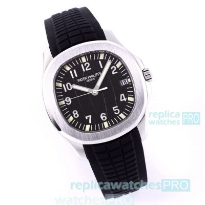 Swiss Patek Philippe Aquanaut Replica Watch 5167R Black Dial w/ Rubber Strap